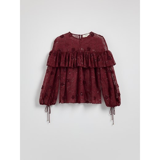 Bluzka damska Reserved z długim rękawem z okrągłym dekoltem na wiosnę 