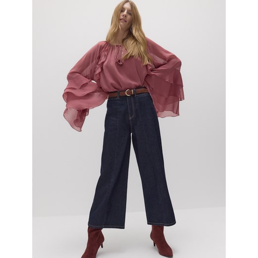 Reserved - Zamszowy pasek z klamrą - brązowy Reserved L Reserved