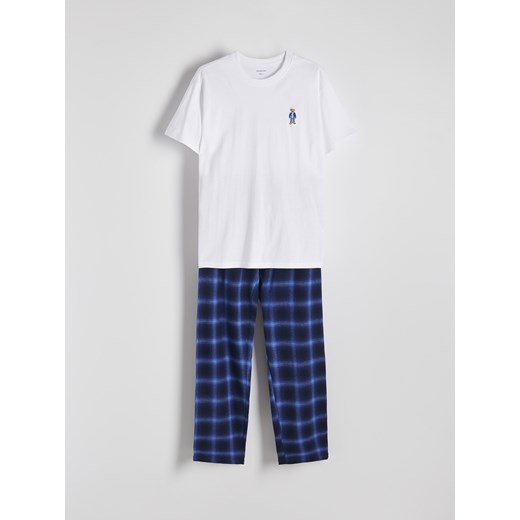 Reserved - Dwuczęściowa piżama z haftem - biały Reserved M Reserved