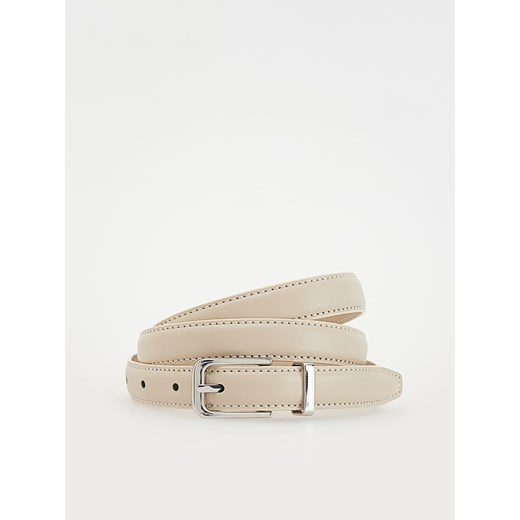 Reserved - Skórzany pasek z klamrą - kremowy ze sklepu Reserved w kategorii Paski damskie - zdjęcie 178291290