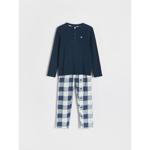 Reserved - Dwuczęściowa piżama z bawełny - granatowy ze sklepu Reserved w kategorii Piżamy dziecięce - zdjęcie 178291411