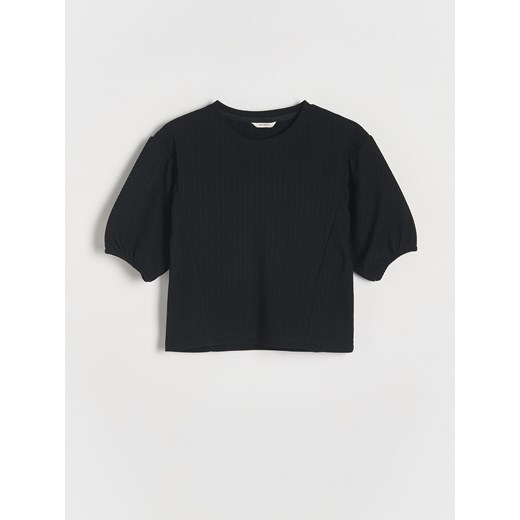 Reserved - Bluzka z bufkami - czarny ze sklepu Reserved w kategorii Bluzki dziewczęce - zdjęcie 178292244