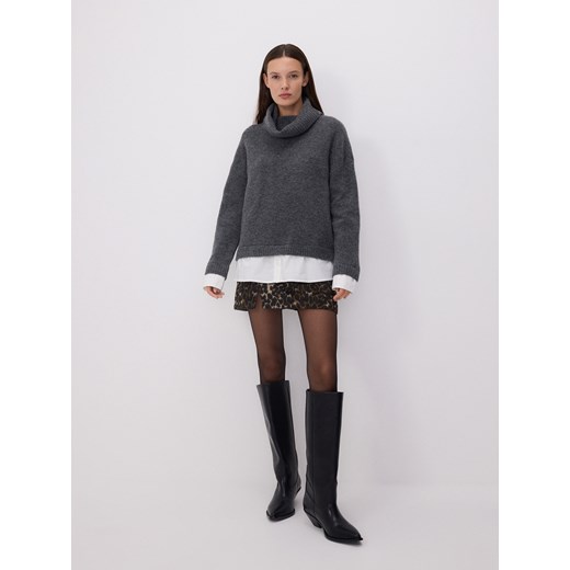 Reserved - Sweter z golfem - ciemnoszary Reserved L okazja Reserved