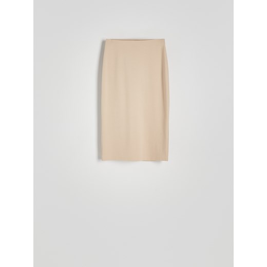 Reserved - Ołówkowa spódnica z wiskozą - beżowy Reserved XS Reserved