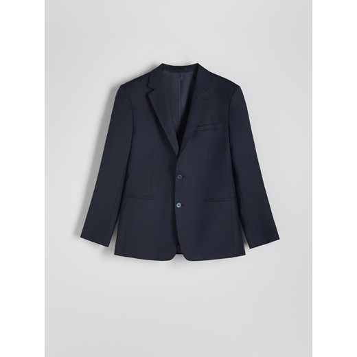 Reserved - Marynarka slim fit z dodatkiem wełny - granatowy ze sklepu Reserved w kategorii Marynarki męskie - zdjęcie 178293913