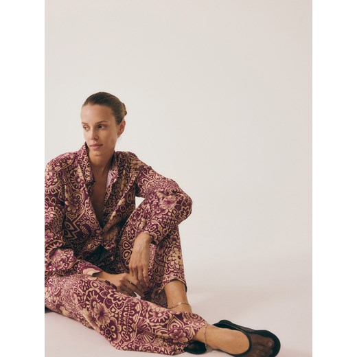 Reserved - Wzorzyste spodnie z wiskozy - fioletowy Reserved S wyprzedaż Reserved