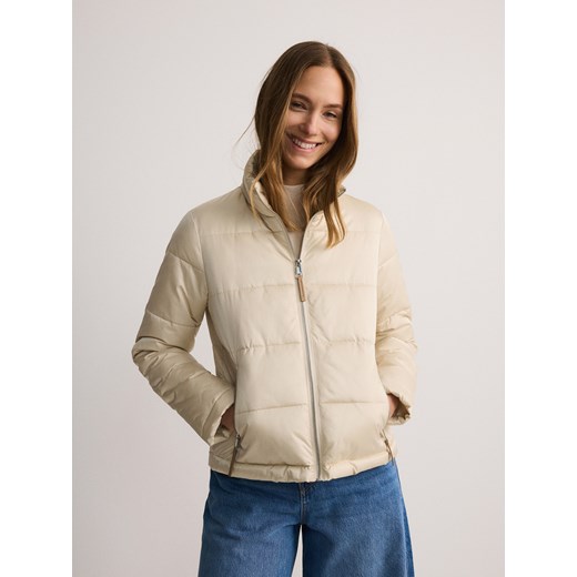 Reserved - Pikowana kurtka z kołnierzem - złamana biel Reserved L Reserved