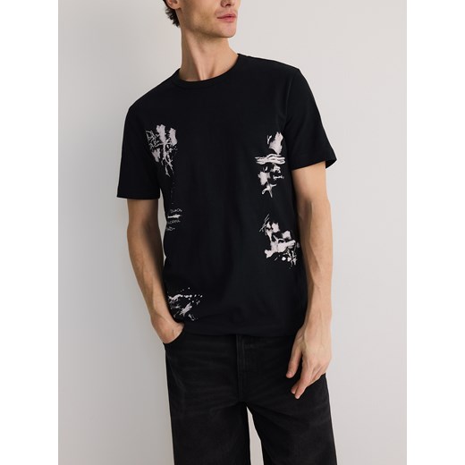 Reserved - T-shirt regular z nadrukiem - czarny ze sklepu Reserved w kategorii T-shirty męskie - zdjęcie 178295583