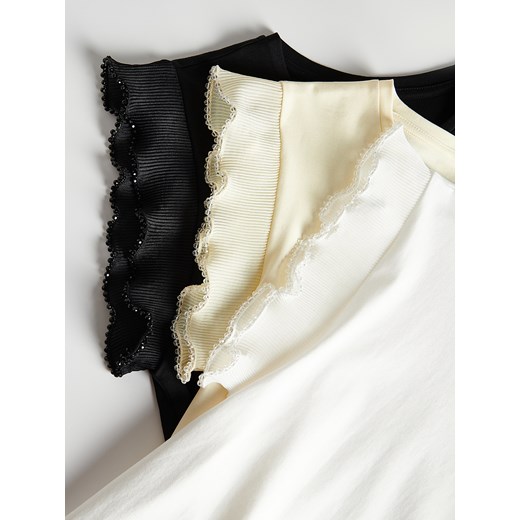 Bluzka damska Reserved z krótkimi rękawami casual z okrągłym dekoltem 