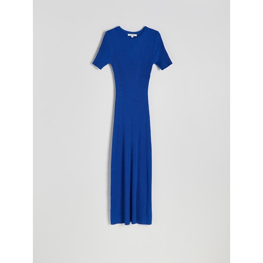 Reserved - Prążkowana sukienka z wiskozy - niebieski Reserved XS Reserved