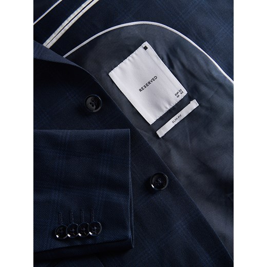 Reserved - Marynarka slim fit z wiskozą - granatowy Reserved 56 Reserved