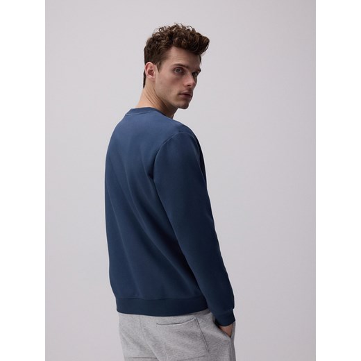 Reserved - Gładka bluza z bawełną - granatowy Reserved S Reserved