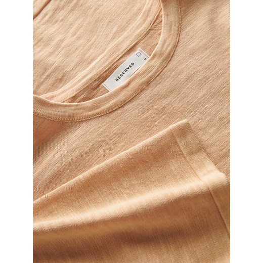 Reserved - Bawełniany sweter z efektem sprania - jasnopomarańczowy Reserved M Reserved