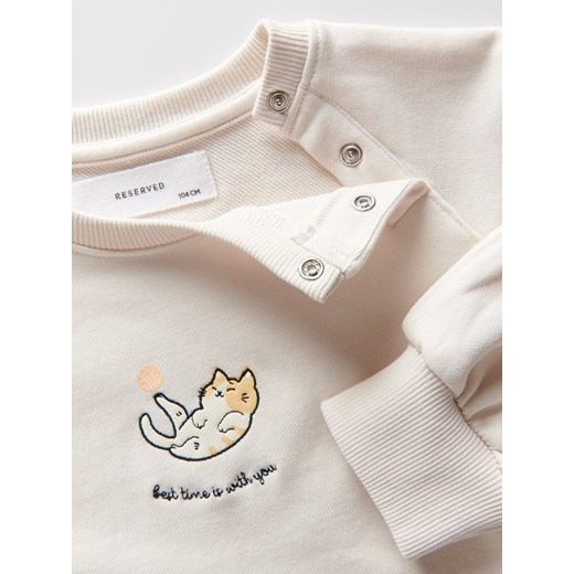 Reserved - Bluza z nadrukiem - złamana biel Reserved 104 (3-4 lata) Reserved