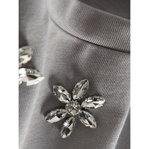 Reserved - T-shirt z ozdobną aplikacją - jasnoszary Reserved XS Reserved