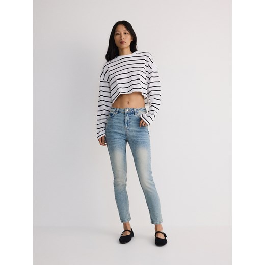 Reserved - Jeansy slim mid rise - niebieski Reserved 34 okazja Reserved