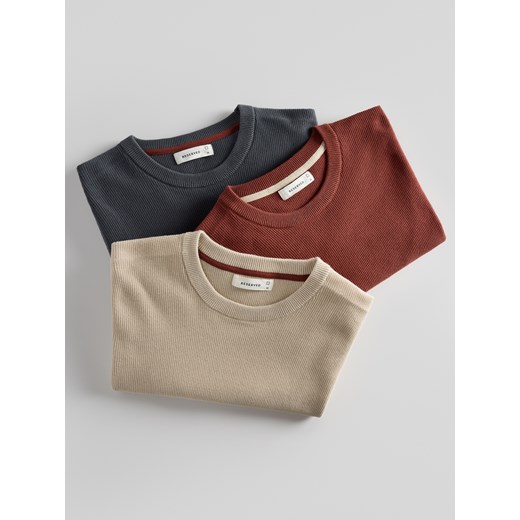 Reserved - Bawełniany sweter z krótkim rękawem - szary Reserved M Reserved