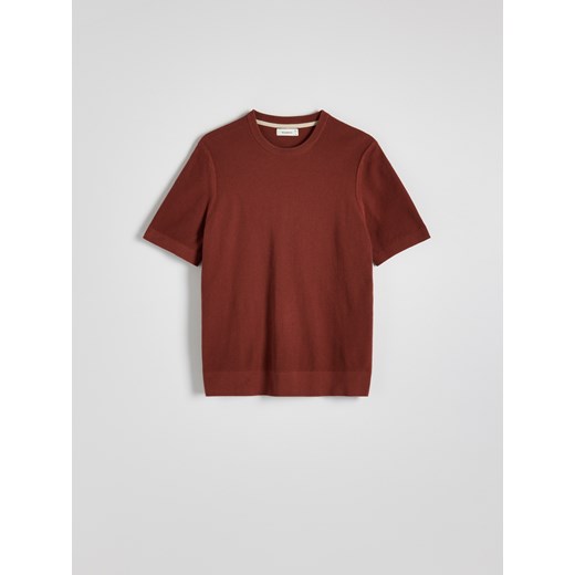 Reserved - Bawełniany sweter z krótkim rękawem - karminowy Reserved L Reserved