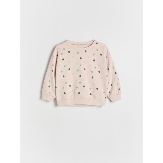 Reserved - Bluza w serduszka - kremowy ze sklepu Reserved w kategorii Bluzy dziewczęce - zdjęcie 178299283