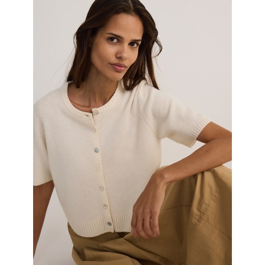 Reserved - Wełniany kardigan - kremowy Reserved M Reserved