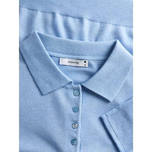 Reserved - Sweter polo z domieszką wełny - jasnoniebieski Reserved M Reserved