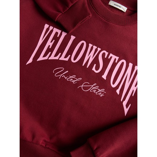 Reserved - Bluza oversize z nadrukiem - bordowy Reserved M Reserved