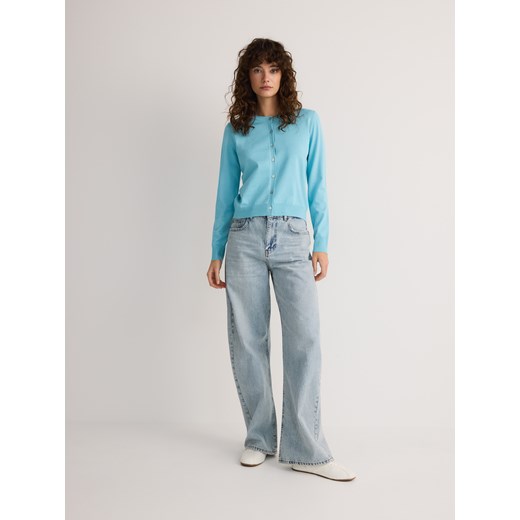 Reserved - Rozpinany kardigan z wiskozą - turkusowy Reserved M Reserved