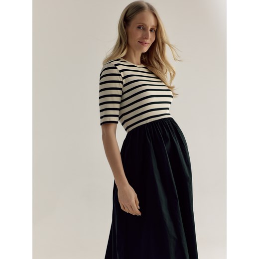 Reserved - Sukienka midi z bawełny - wielobarwny Reserved L Reserved