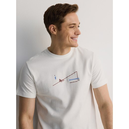 Reserved - T-shirt regular z nadrukiem - złamana biel ze sklepu Reserved w kategorii T-shirty męskie - zdjęcie 178299820