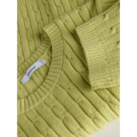 Reserved - Sweter z ozdobnym splotem - zielony Reserved S Reserved