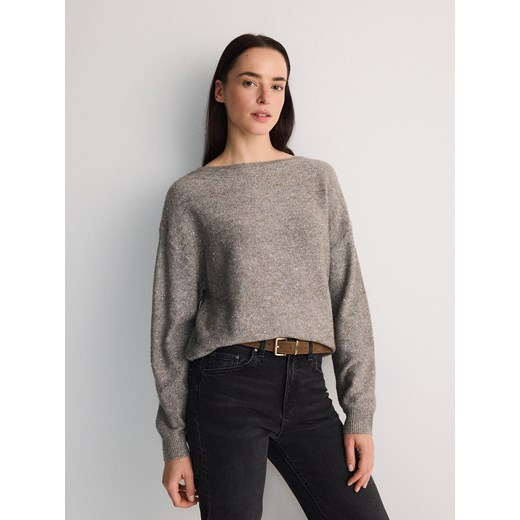 Reserved - Sweter z metaliczną nitką - brązowy Reserved M wyprzedaż Reserved