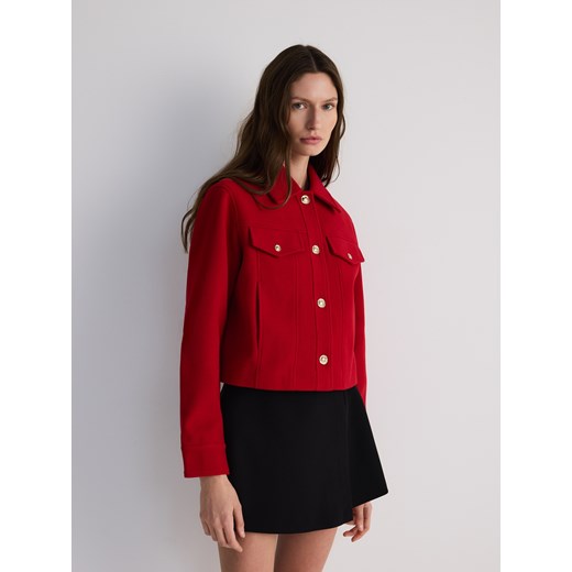 Reserved - Flauszowa kurtka z kołnierzem - czerwony Reserved XL Reserved