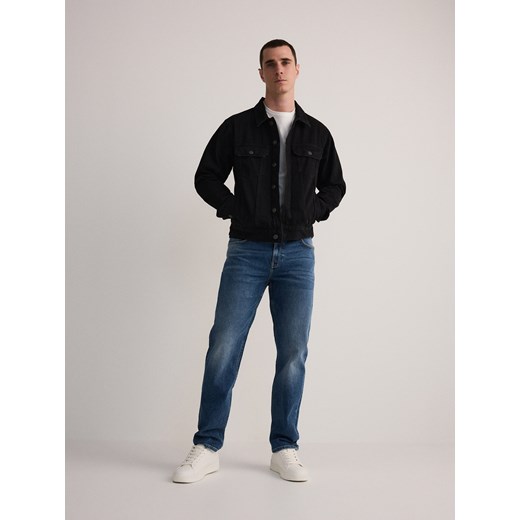 Reserved - Jeansy straight z efektem sprania - niebieski Reserved 34 Reserved