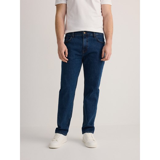 Reserved - Jeansy straight z efektem sprania - granatowy Reserved 29 Reserved