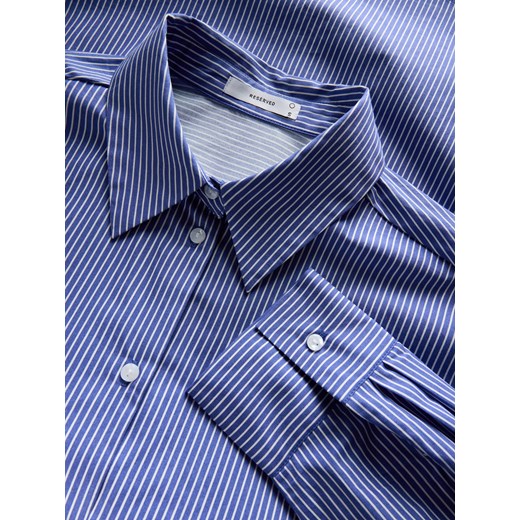Reserved - Bawełniana koszula w paski - granatowy Reserved XS Reserved