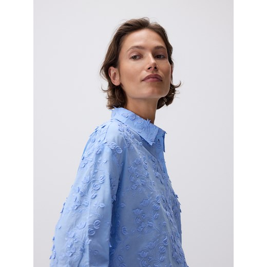 Reserved - Koszula z ozdobnym haftem - jasnoniebieski Reserved XXL Reserved