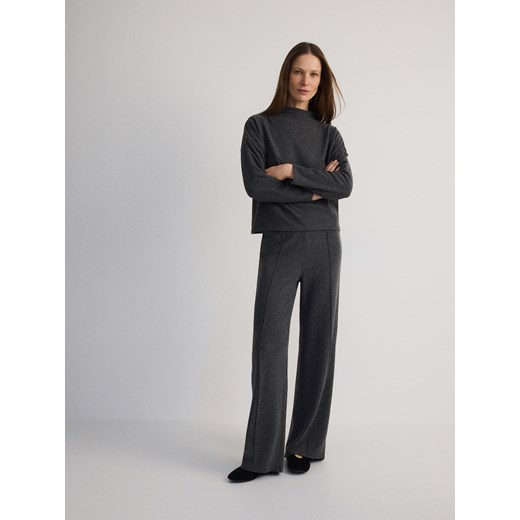 Reserved - Szerokie spodnie z przeszyciami - ciemnoszary Reserved M Reserved