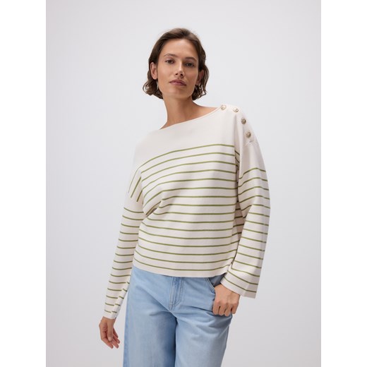 Sweter damski Reserved z okrągłym dekoltem wielokolorowy 