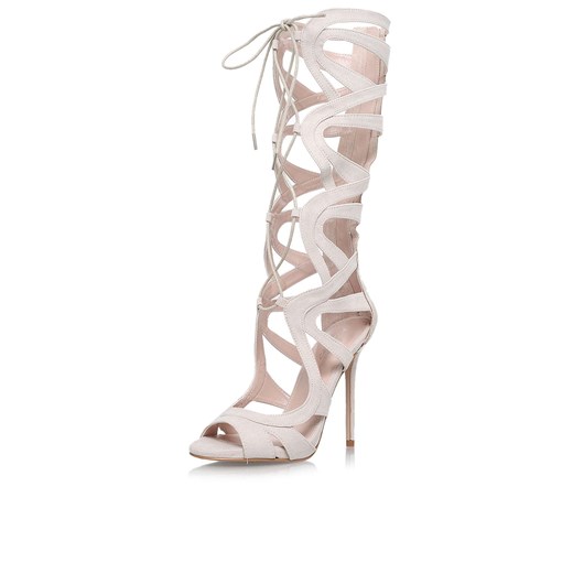 **High Heel Strappy Knee High Boots by Kurt Geiger topshop szary 
