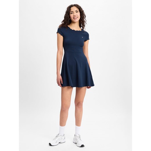 Tommy Jeans Tommy Jeans damska sukienka casual - Babylock Kobiety Bawełna granatowy jednolity ze sklepu vangraaf w kategorii Sukienki - zdjęcie 178316361