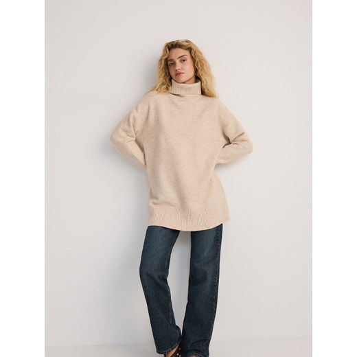 Reserved - Sweter z golfem - kremowy ze sklepu Reserved w kategorii Swetry damskie - zdjęcie 178319112