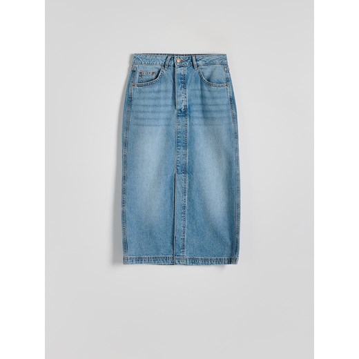Reserved - Jeansowa spódnica midi - niebieski Reserved S promocja Reserved