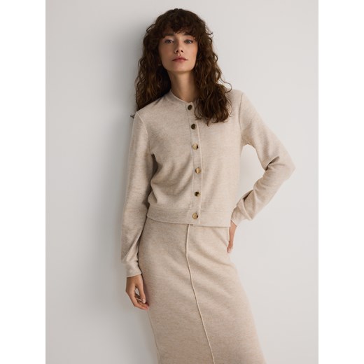 Spódnica beżowa Reserved midi z wiskozy casual 