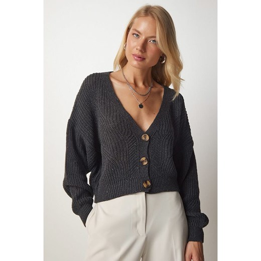 Happiness Istanbul Kardigan w kolorze antracytowym ze sklepu Limango Polska w kategorii Swetry damskie - zdjęcie 178320712