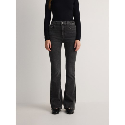 Reserved - Jeansy flare high waist - szary Reserved 40 Reserved wyprzedaż