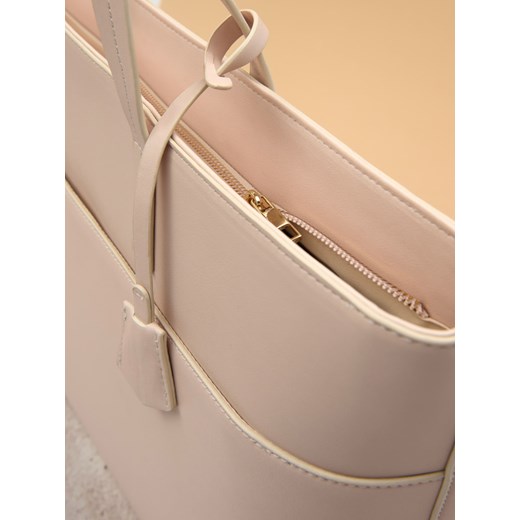 Shopper bag beżowa Sinsay matowa na ramię