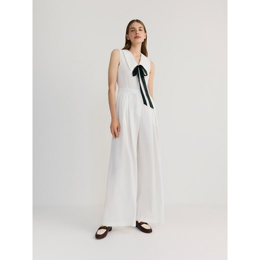 Reserved - Kombinezon z wiskozą - biały Reserved S wyprzedaż Reserved