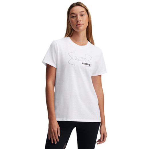 Damski t-shirt z nadrukiem Under Armour UA Rival Outline SS - biały ze sklepu Sportstylestory.com w kategorii Bluzki damskie - zdjęcie 178324371