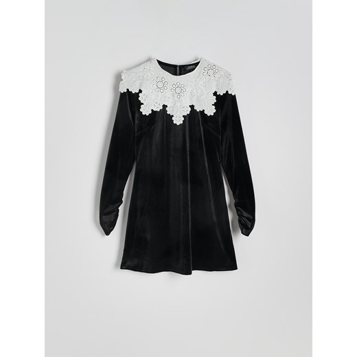 Reserved - Sukienka z kontrastowym kołnierzem - czarny ze sklepu Reserved w kategorii Sukienki - zdjęcie 178324431