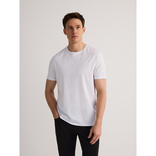Reserved - T-shirt slim fit z modalem - biały ze sklepu Reserved w kategorii T-shirty męskie - zdjęcie 178324962